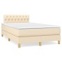 Cremefarbenes vidaXL Boxspringbett 120x200 cm mit Stoffbezug und gestepptem Kopfteil.