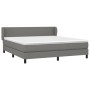 Dunkelgraues vidaXL Boxspringbett 160x200 cm mit Matratze und Kopfteil.