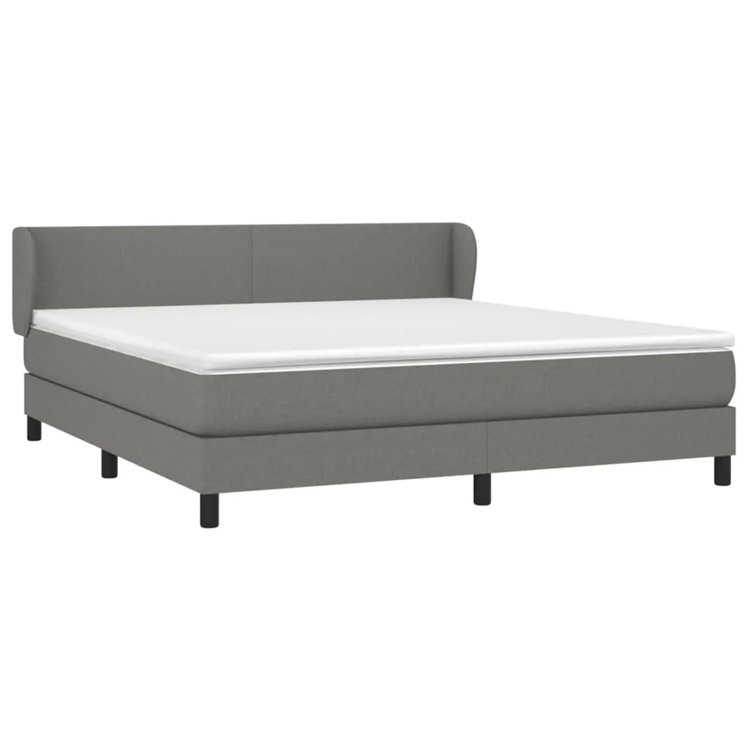 Dunkelgraues vidaXL Boxspringbett 160x200 cm mit Matratze und Kopfteil.