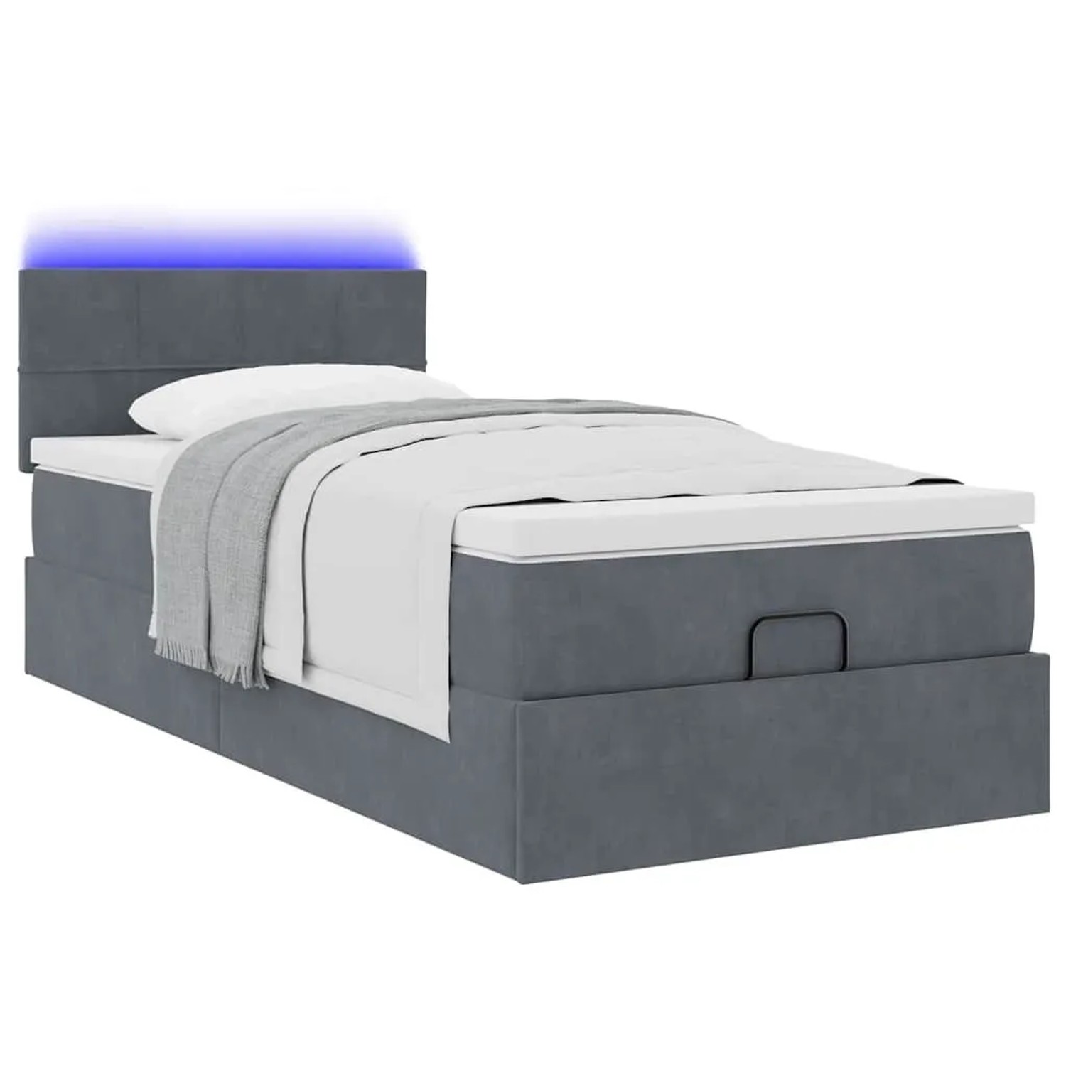 Thumbnail - vidaXL Ottoman-Bett mit Matratze und LEDs Dunkelgrau 90x200 cm Samt 3312597