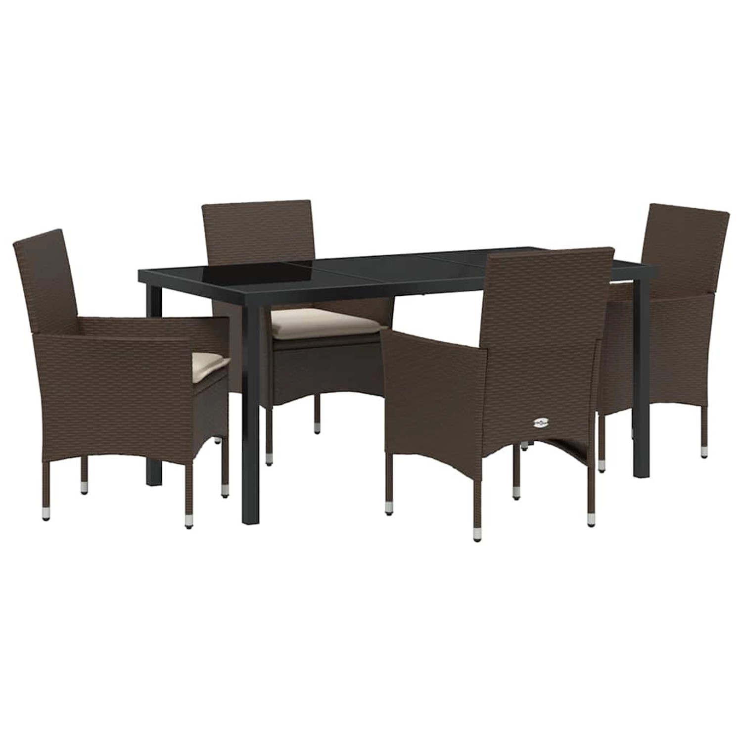 vidaXL Garten Essgruppe mit Kissen 5-Tlg Braun Poly Rattan 3379782 günstig online kaufen