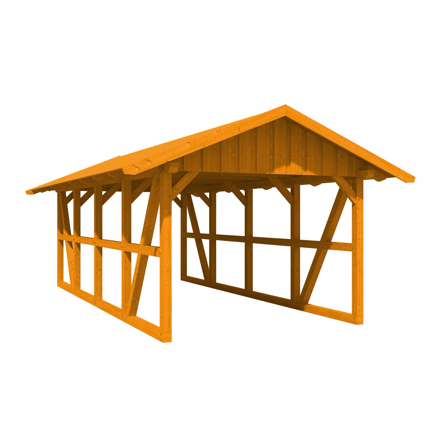 Skan Holz Carport Schwarzwald mit Dachschalung 424 x 772 cm Eiche günstig online kaufen