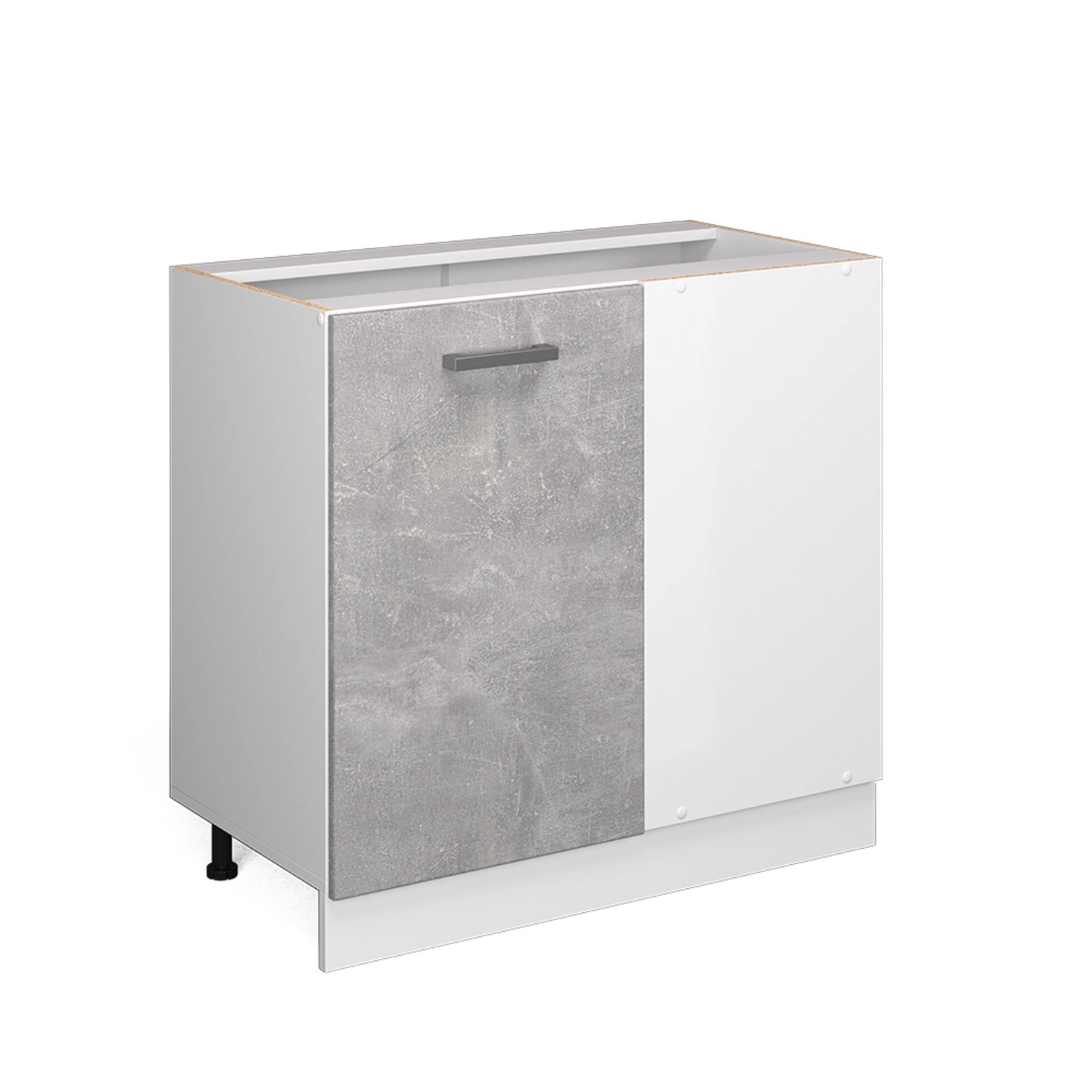 Vicco Eckunterschrank R-Line Küchen Eckschrank Beton/Weiß 86 cm ohne Arbeitsplatte
