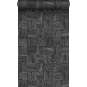 Origin Luxury Wallcoverings Tapete Quadratische Holzstücke Schwarz 53 Cm X 1005 Cm 347520