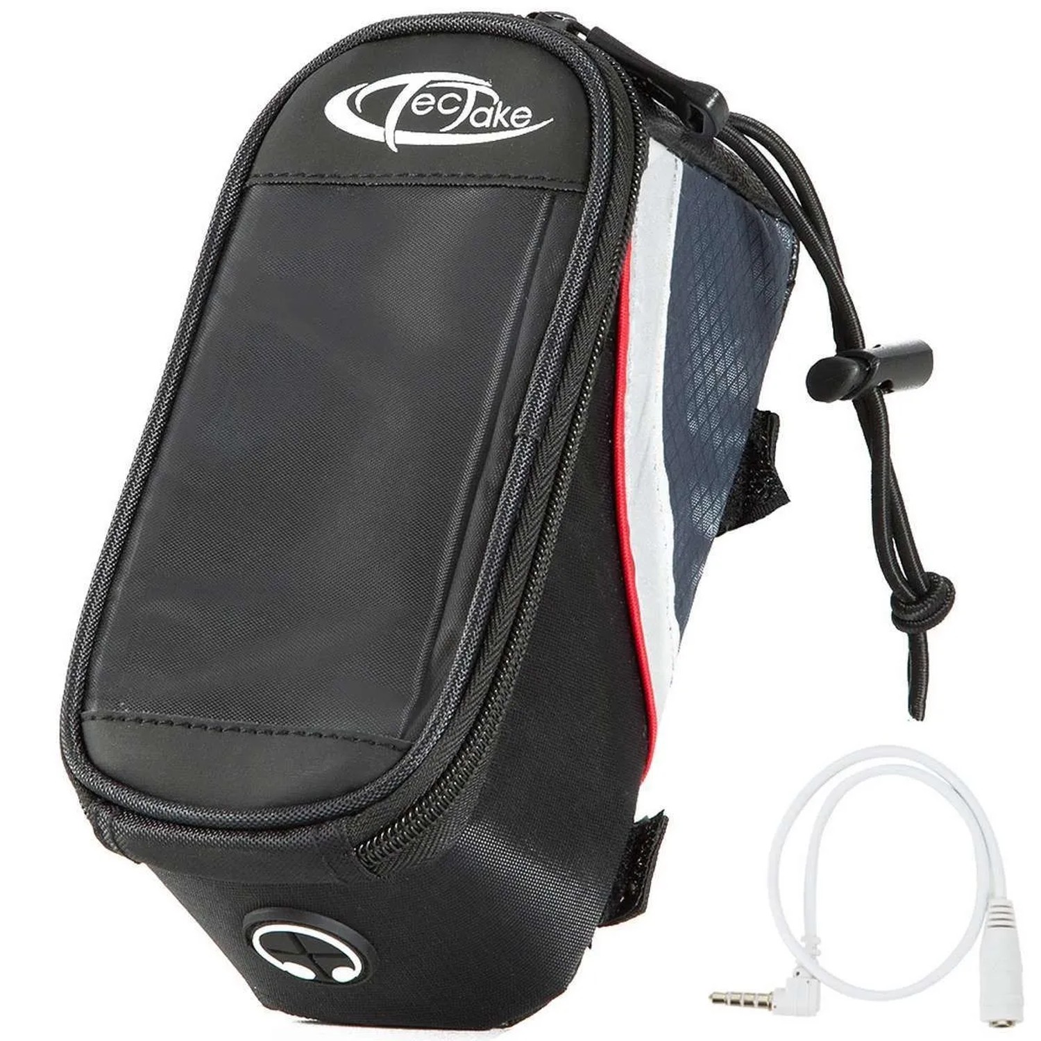 Tectake Fahrradtasche  Mit Rahmenbefestigung Wasserabweisend 18 x 8 5 x 8 5 cm 18 x 8 50 x 8 50 cm Schwarz Grau Rot