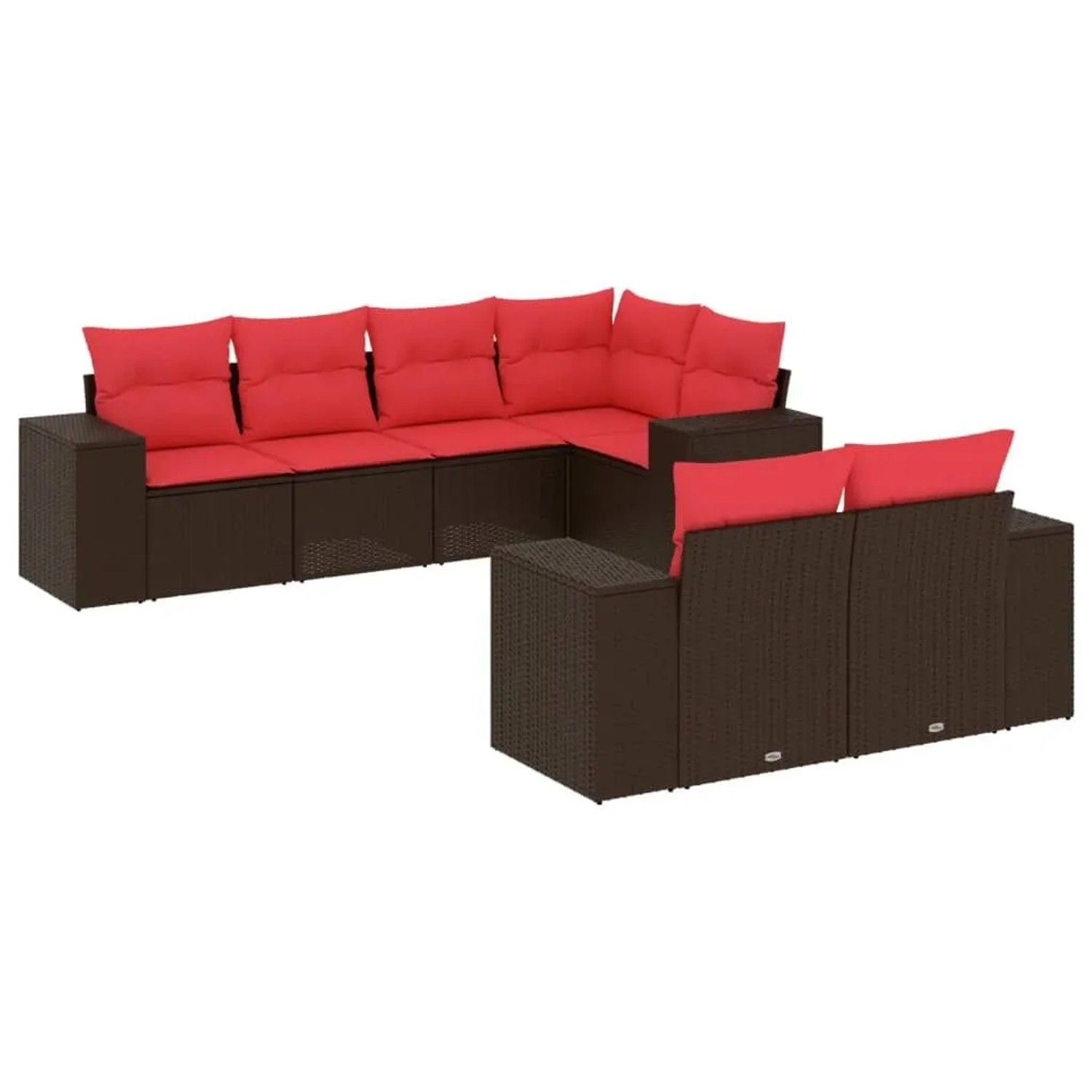 vidaXL 7-Tlg Gartensofa-Set mit Kissen Braun Polyrattan 3222813 günstig online kaufen