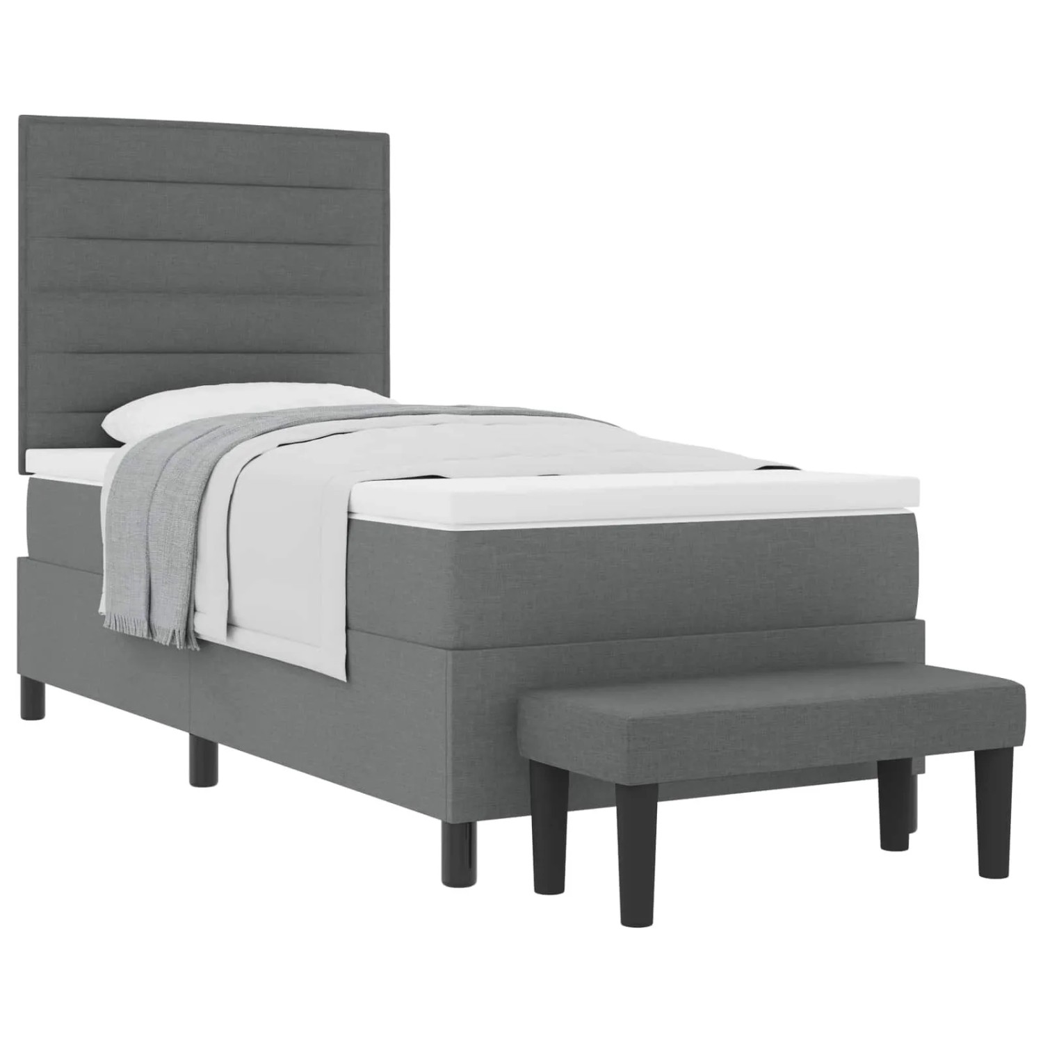 vidaXL Boxspringbett mit Matratze Dunkelgrau 90 x 200 cm Stoff 3343961