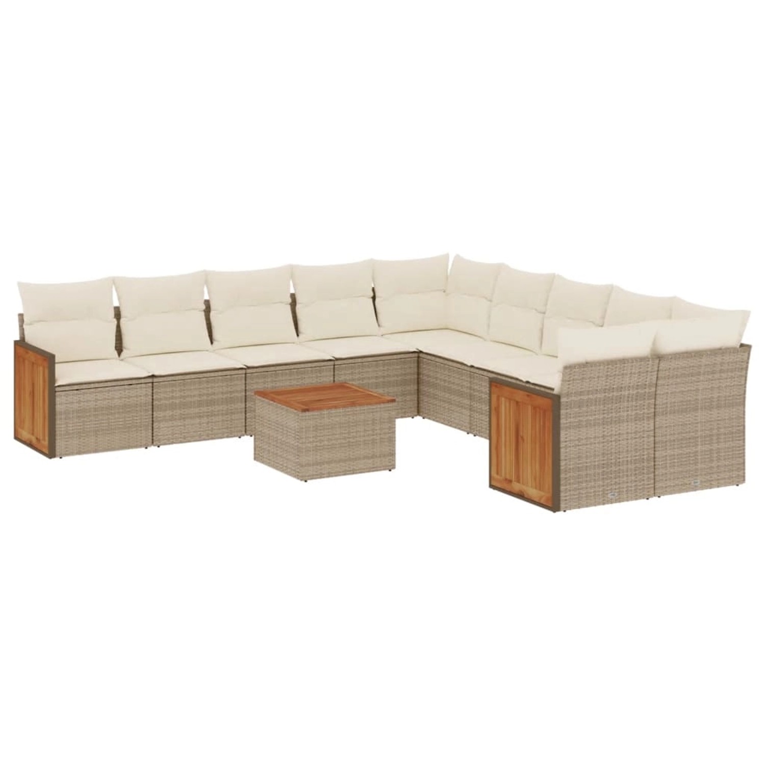 vidaXL 11-Tlg Garten-Sofagarnitur mit Kissen Beige Poly Rattan 3228039 günstig online kaufen