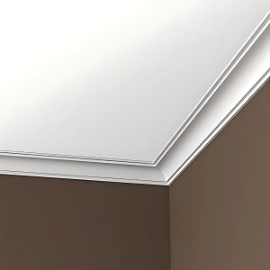 Weiße PROFHOME Eckleiste/Deckenleiste (200 cm) im Raum, Zubehör für Paneele.
