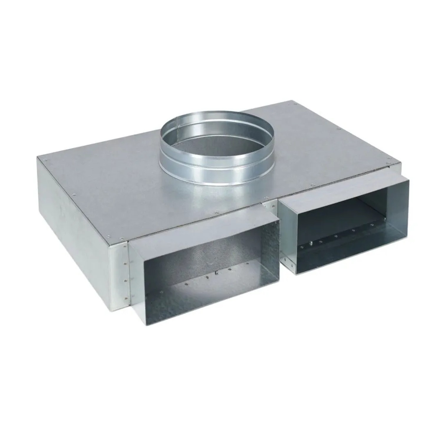 Subtiel Flachkanal Verteiler 200 x 90 mm Zwei Eingänge Ein Ausgang Ø 180 mm