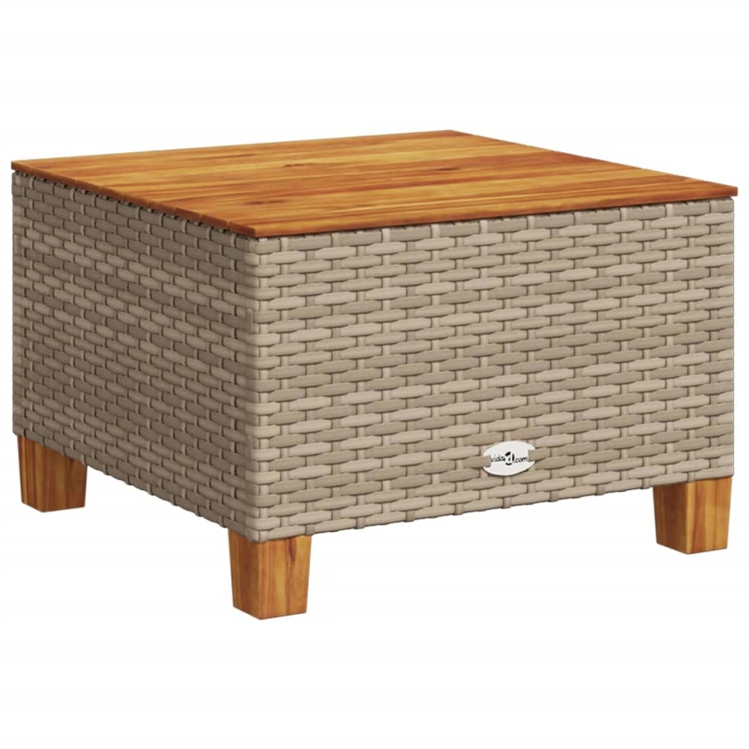 vidaXL Gartentisch Beige 55x55x36 cm Poly Rattan Akazienholz 365910 günstig online kaufen