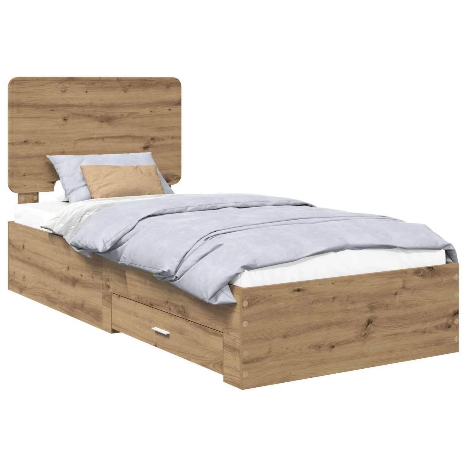 vidaXL Bettrahmen mit Kopfteil Artisan-Eiche 90 x 200 cm Holzwerkstoff 3412836