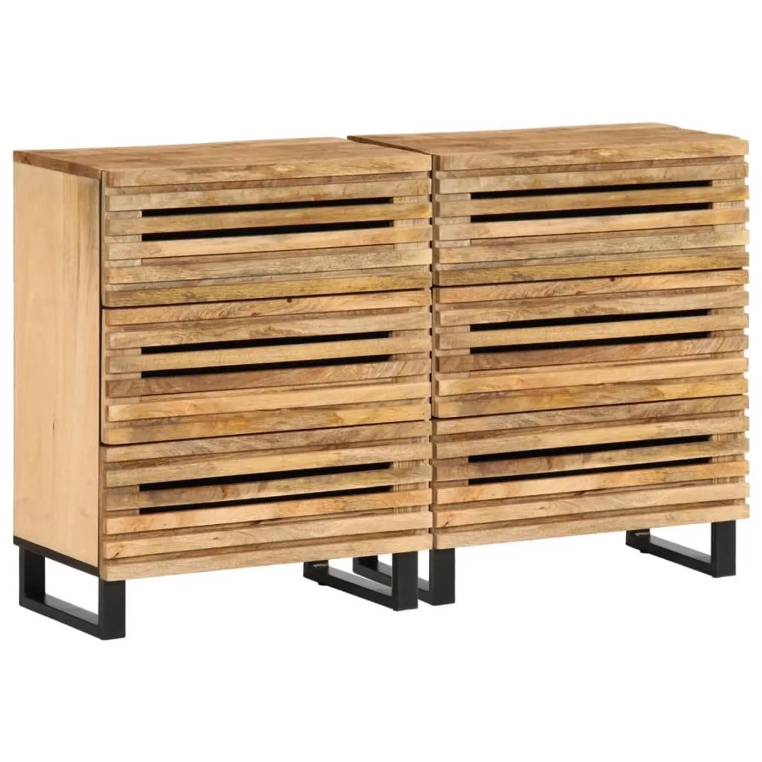 vidaXL Sideboard 2 Stk 60x34x75 cm Raues Massivholz Mango 3217078 günstig online kaufen