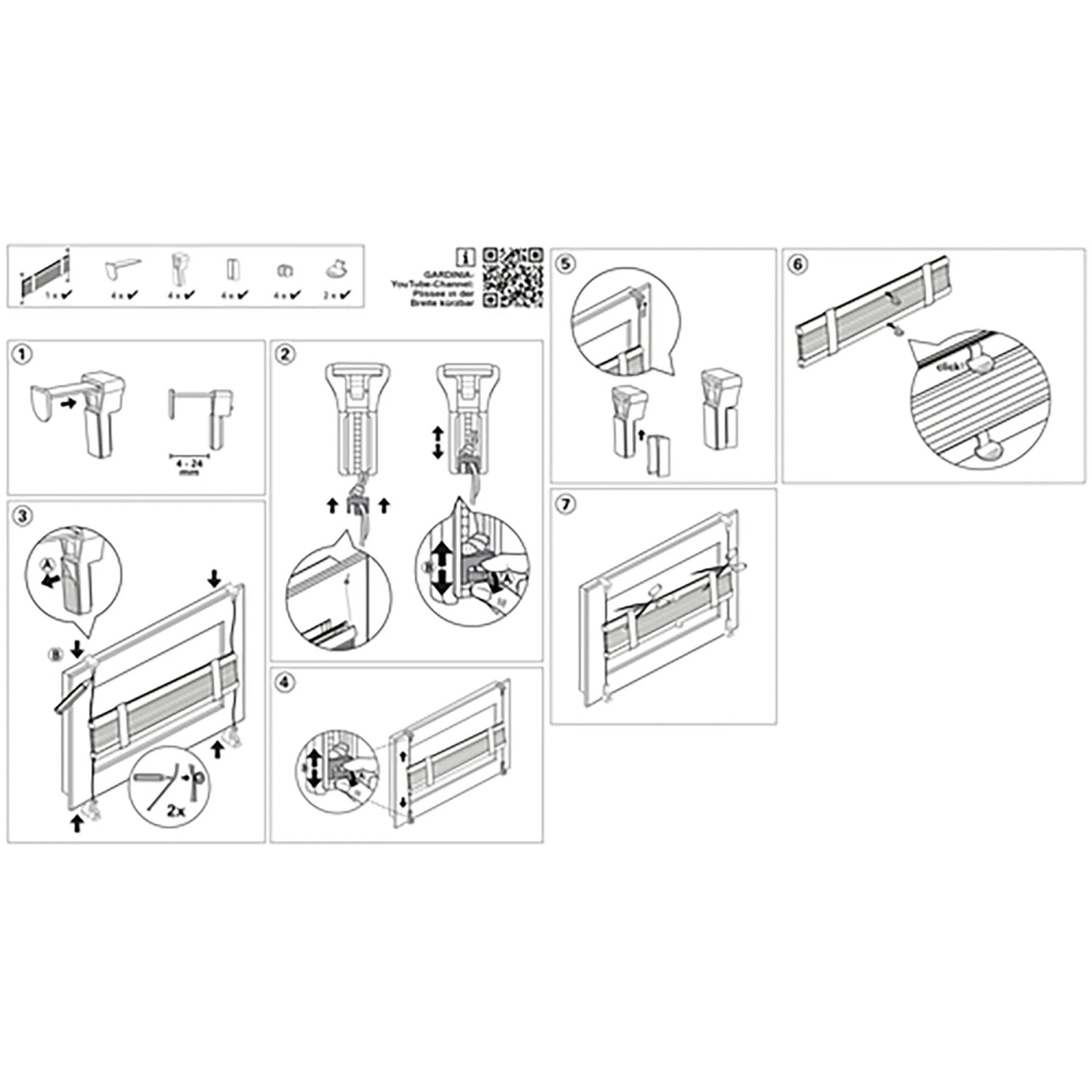 Montageanleitung für Gardinia Plissee Bella Blätter, 90x130 cm, weiß, zur einfachen Anbringung ohne Bohren.