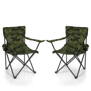 BigDean 2 Stück Faltstuhl Tarnmuster Camo Campingstuhl Anglerstuhl Mit Getränkehalter Tragetasche Anglersessel Klappbar Klappstuhl Gartenstuhl