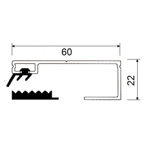 T&J Universalsystem 60-Randoberprofil, 2500 mm, mit Dichtung für 8/10 mm Kunststoffbedachung.