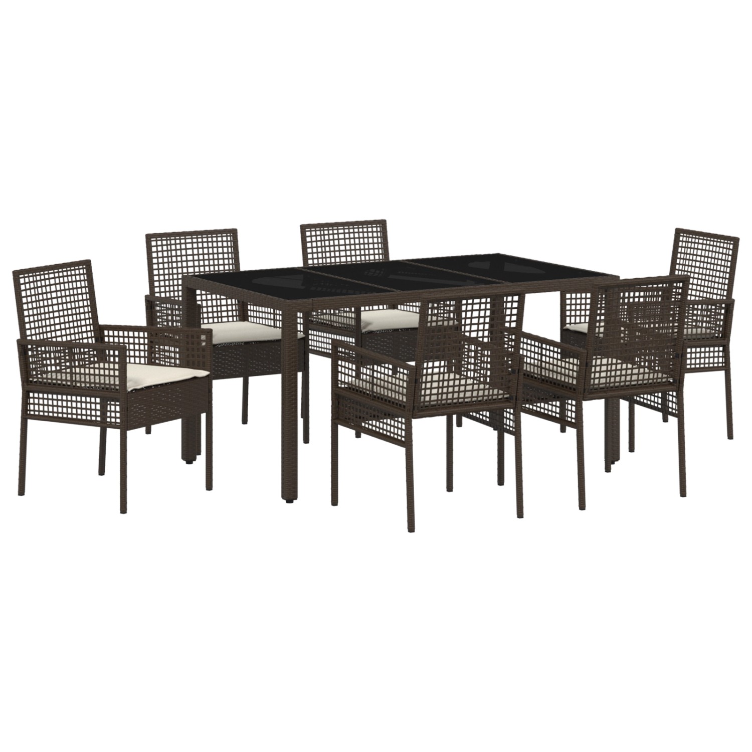 vidaXL Garten Essgruppe 7-Tlg Braun Poly Rattan 3334866 günstig online kaufen