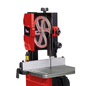Einhell Bandsäge TC-SB 200/1: Rote und schwarze Bandsäge mit Sägetisch und Parallelanschlag.