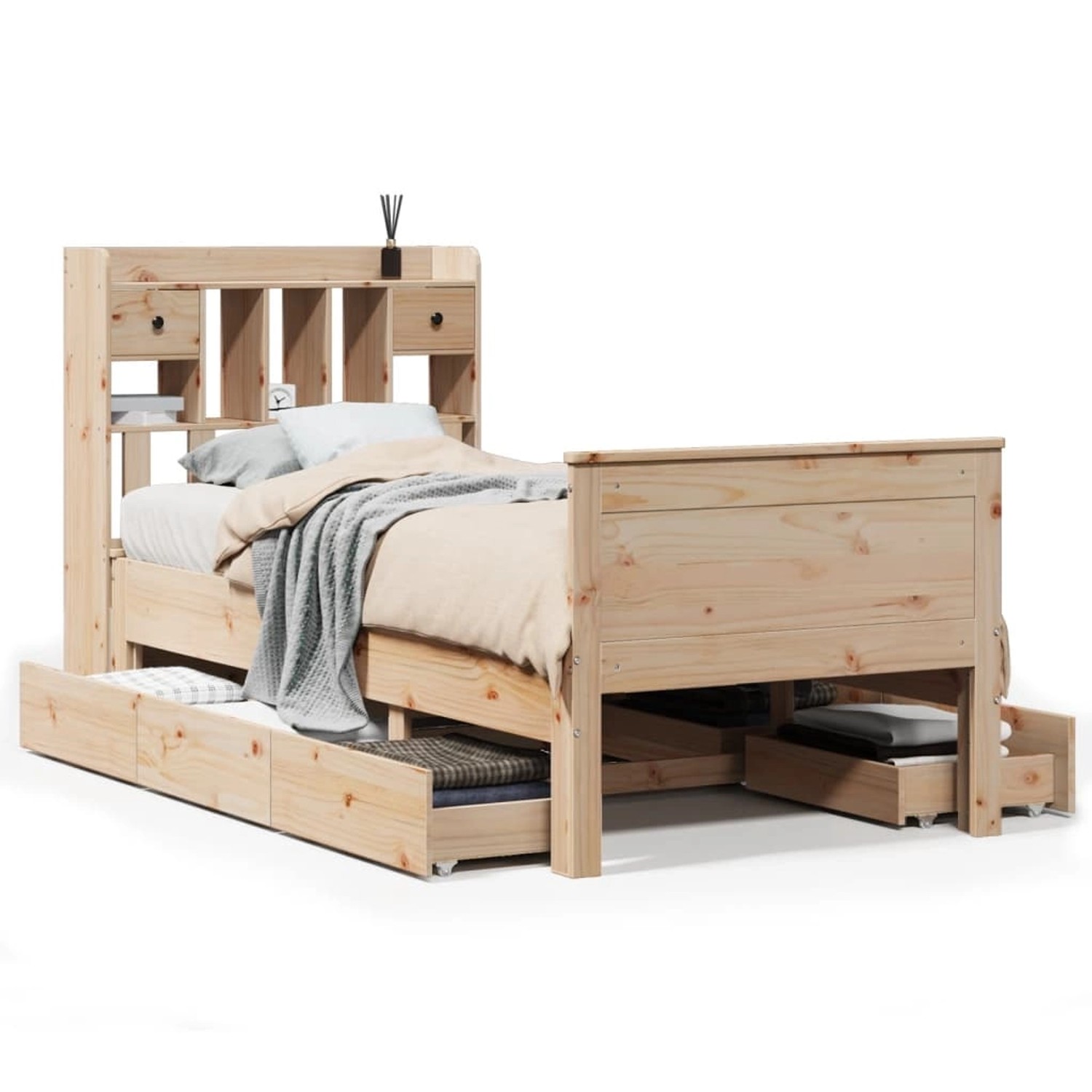 vidaXL Massivholzbett mit Regal ohne Matratze 90x200 cm Kiefer 3308930 günstig online kaufen