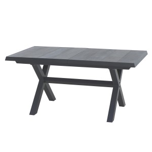 Rechteckiger, ausziehbarer Gartentisch Sincro Wood Grey von Siena Garden mit Aluminiumgestell.