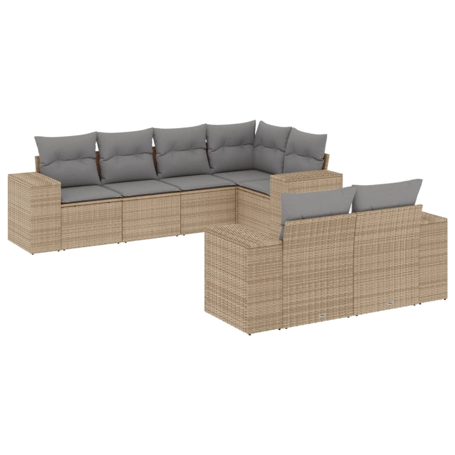 vidaXL 7-tlg Garten-Sofagarnitur mit Kissen Beige Poly Rattan Modell 286