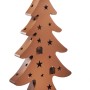 Kobolo Weihnachtsbaum aus Metall in Rostoptik mit Sternen und Teelichthaltern als Weihnachtsdekoration.