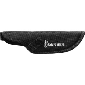 Schwarze Messerscheide mit Gürtelschlaufe für Gerber Gürtelmesser Moment.