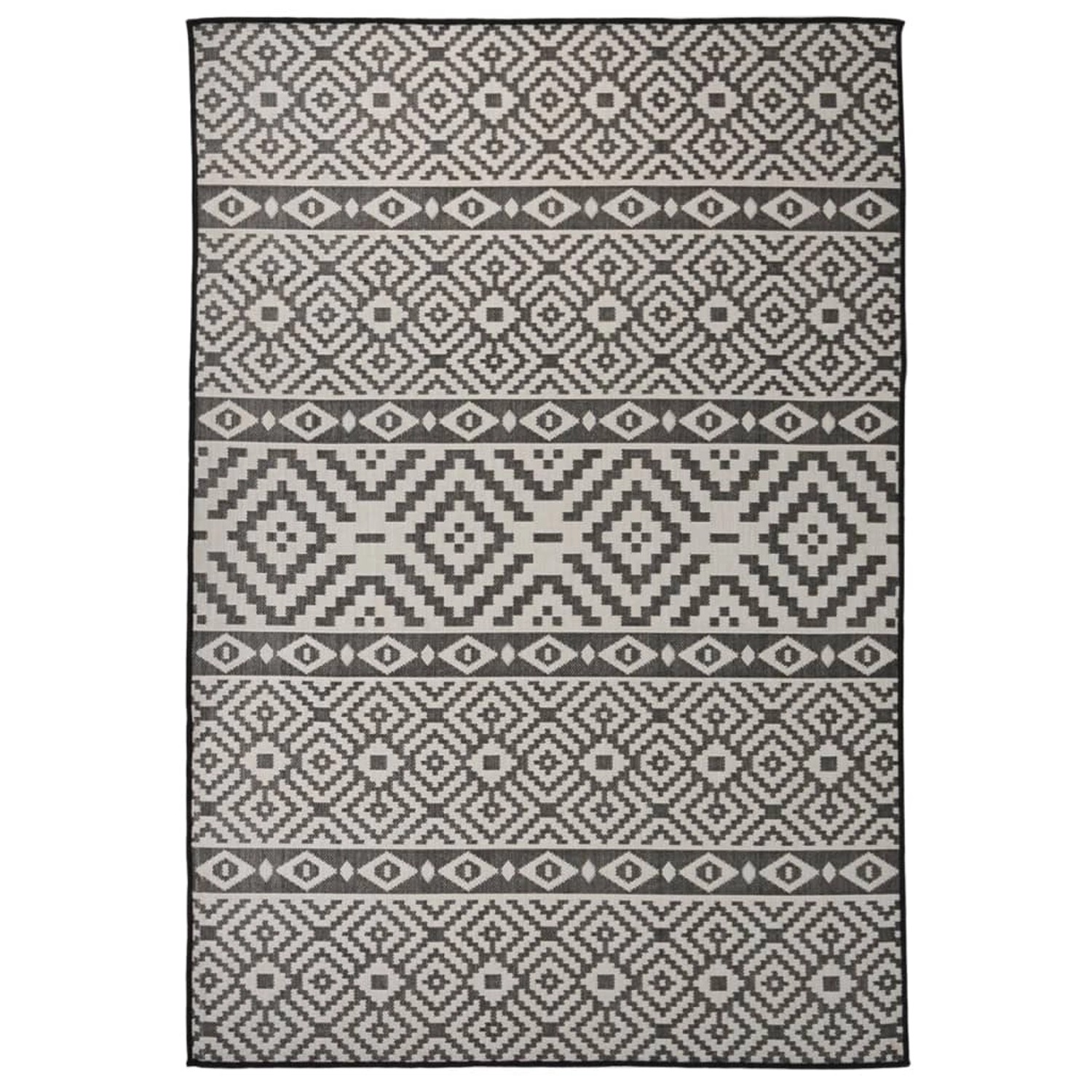 vidaXL Outdoorteppich Flachgewebe 160x230 Cm Schwarz Gestreift 1124023 günstig online kaufen
