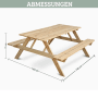 DELUKE Outdoor Picknicktisch KLEIS 140cm Massives Tannenholz Faltbare Sitze Picknickbank Sitzgruppe Aussen Bank Sitzbank Gartenbank_2