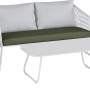 Loungemöbel-Set Scafford mit olivgrünem Sitzkissen. Gartenmöbel für Terrasse und Garten.