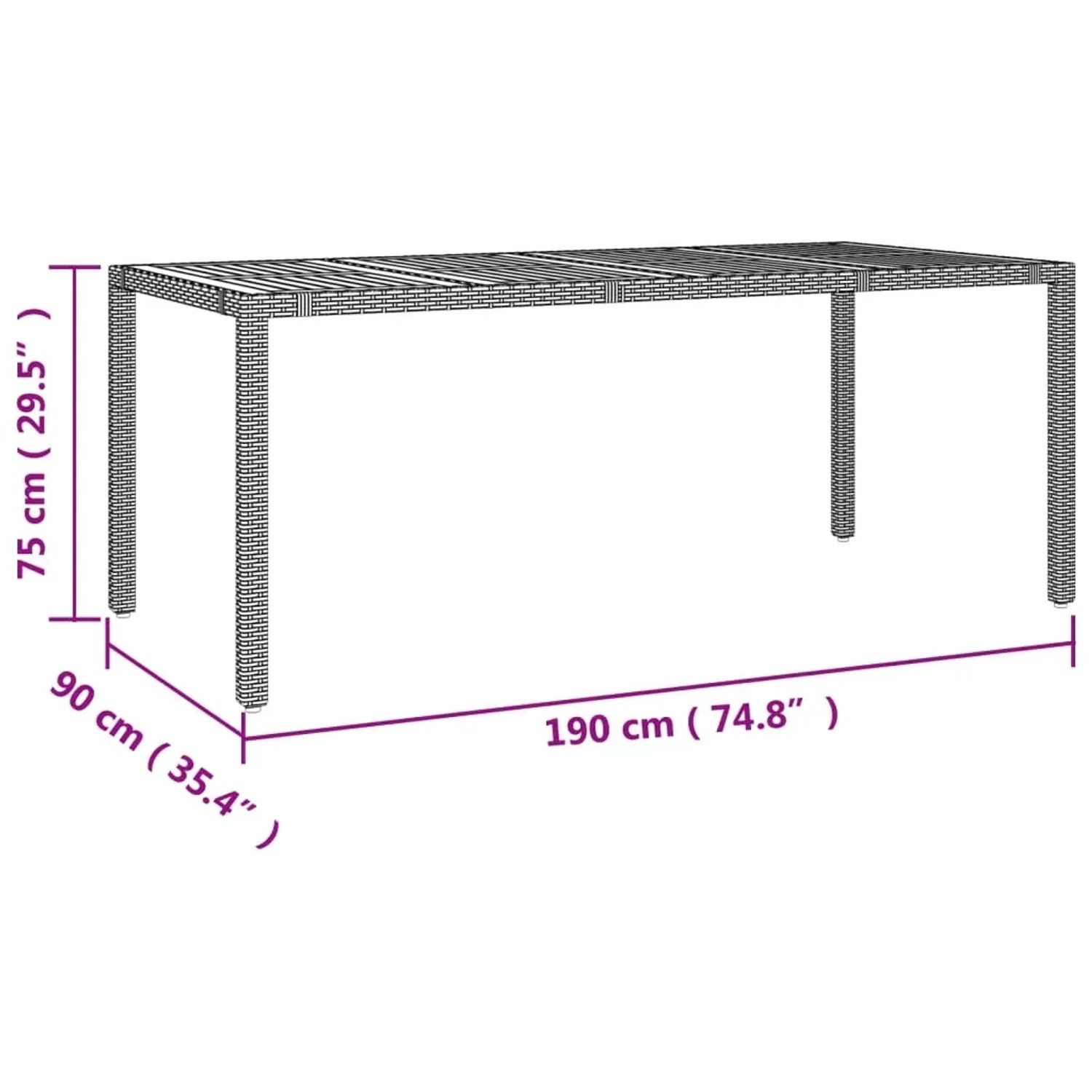 Graue vidaXL Garten-Essgruppe, 9-teilig, mit Tisch und Stühlen aus Poly Rattan.