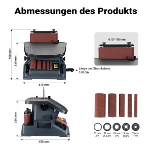 Wiltec Spindelschleifer Oszillierend 500W Bandschleifer Schleifmaschine Werkzeug