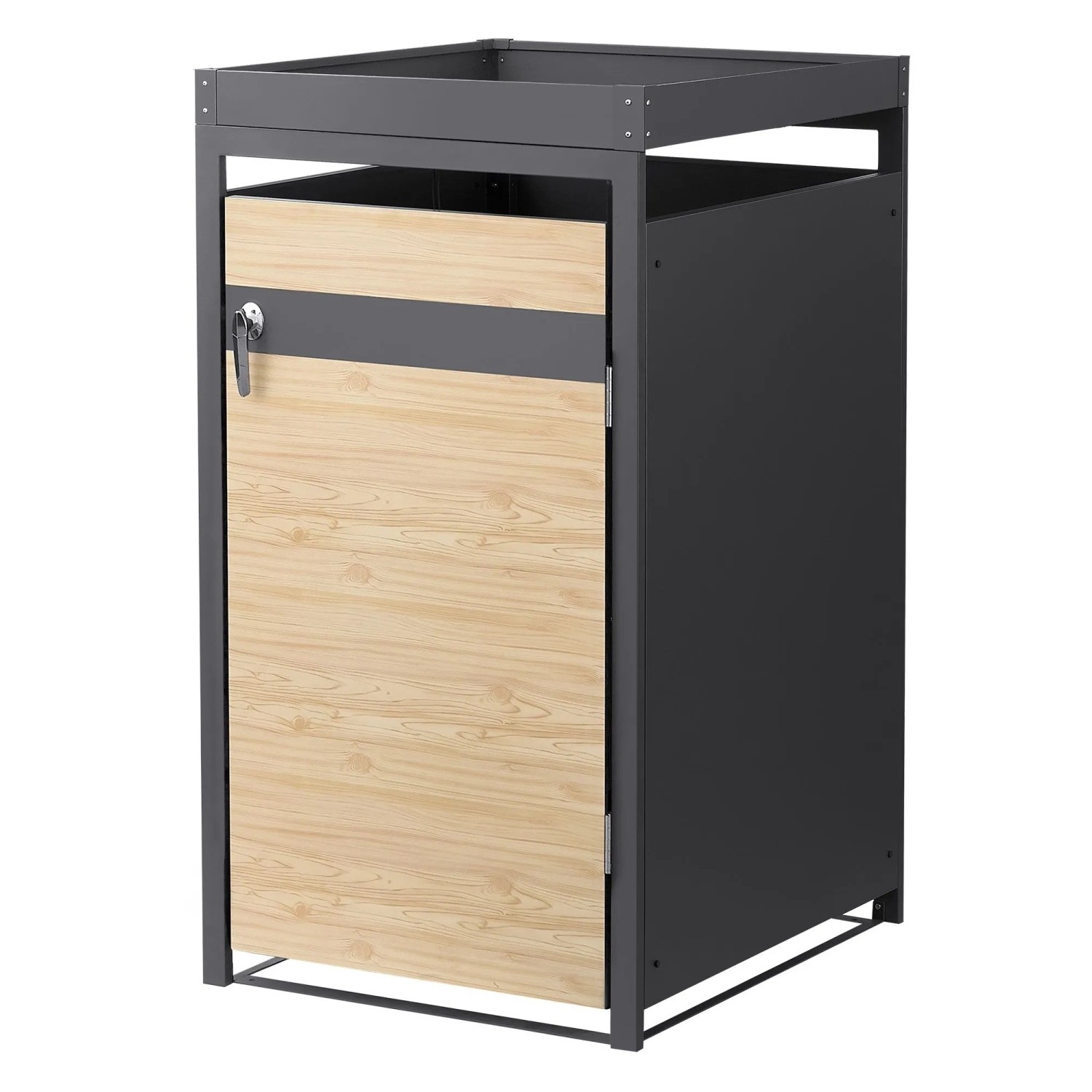 Ml-Design Mülltonnenbox 1er Pflanzdach 240L Anthrazit-Holzoptik