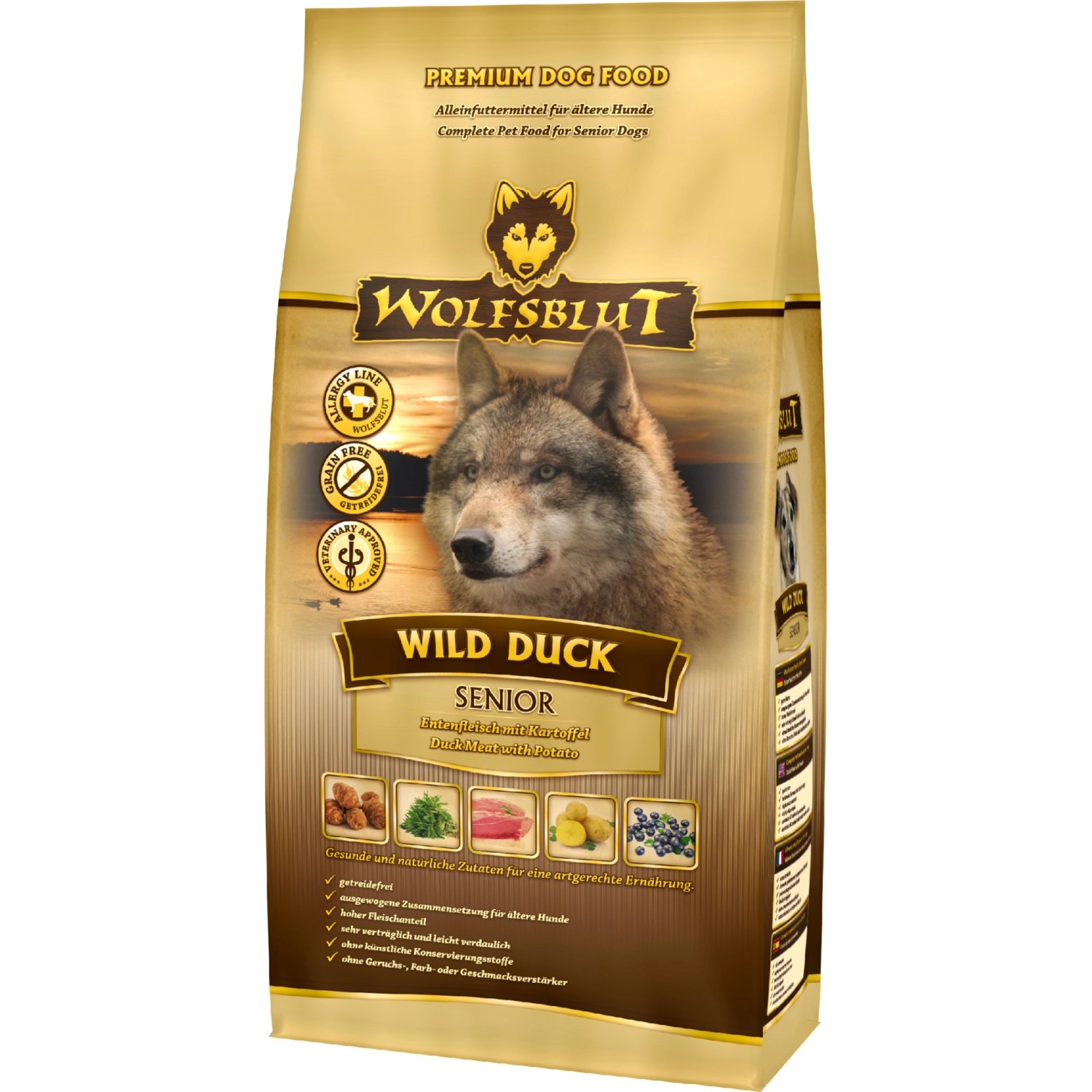 Wolfsblut Hunde-Trockenfutter Wild Duck Senior Ente mit Kartoffeln 2 kg