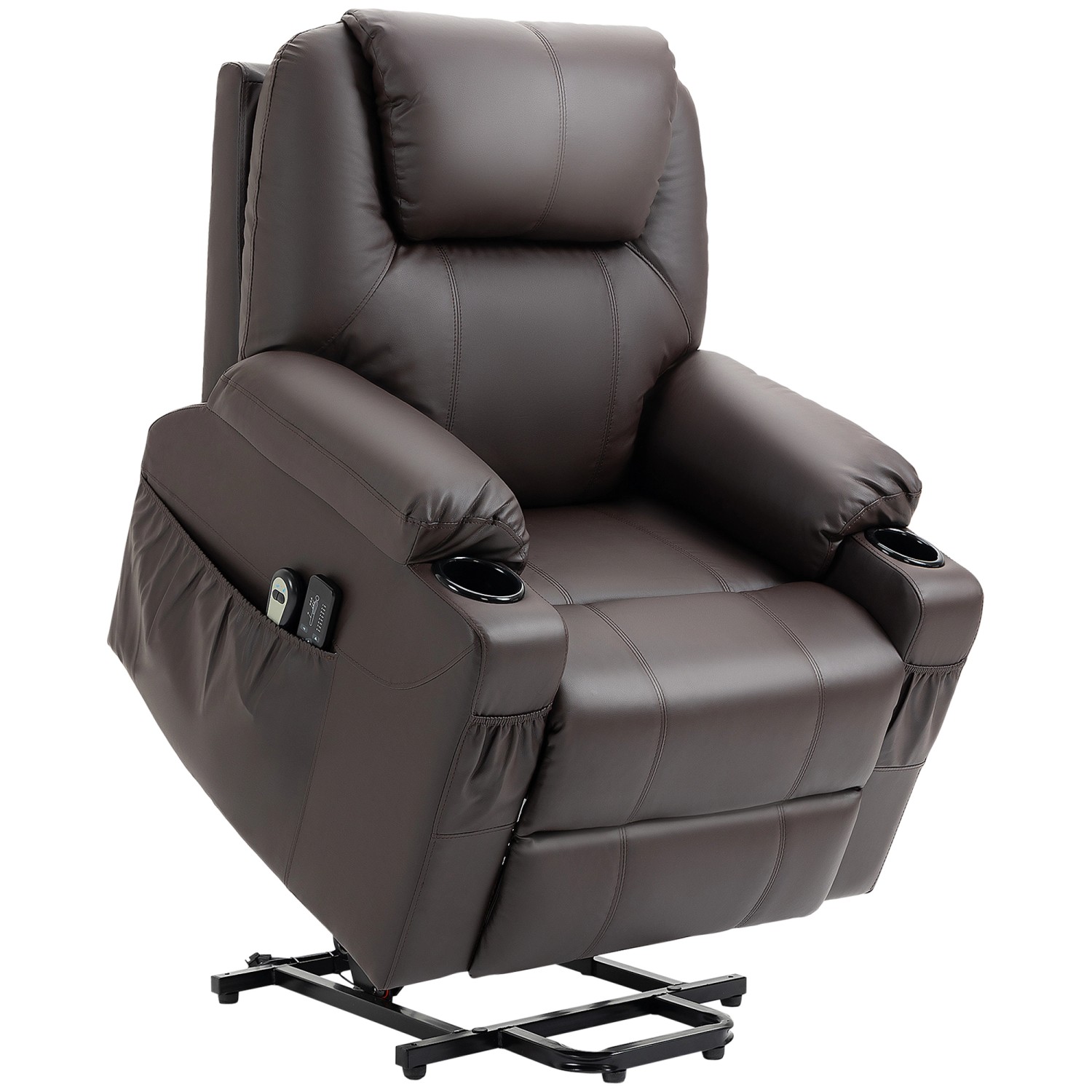 Thumbnail - HOMCOM Elektrischer Aufstehsessel Kunstleder Stahl Braun 88L x 99B x 106H cm