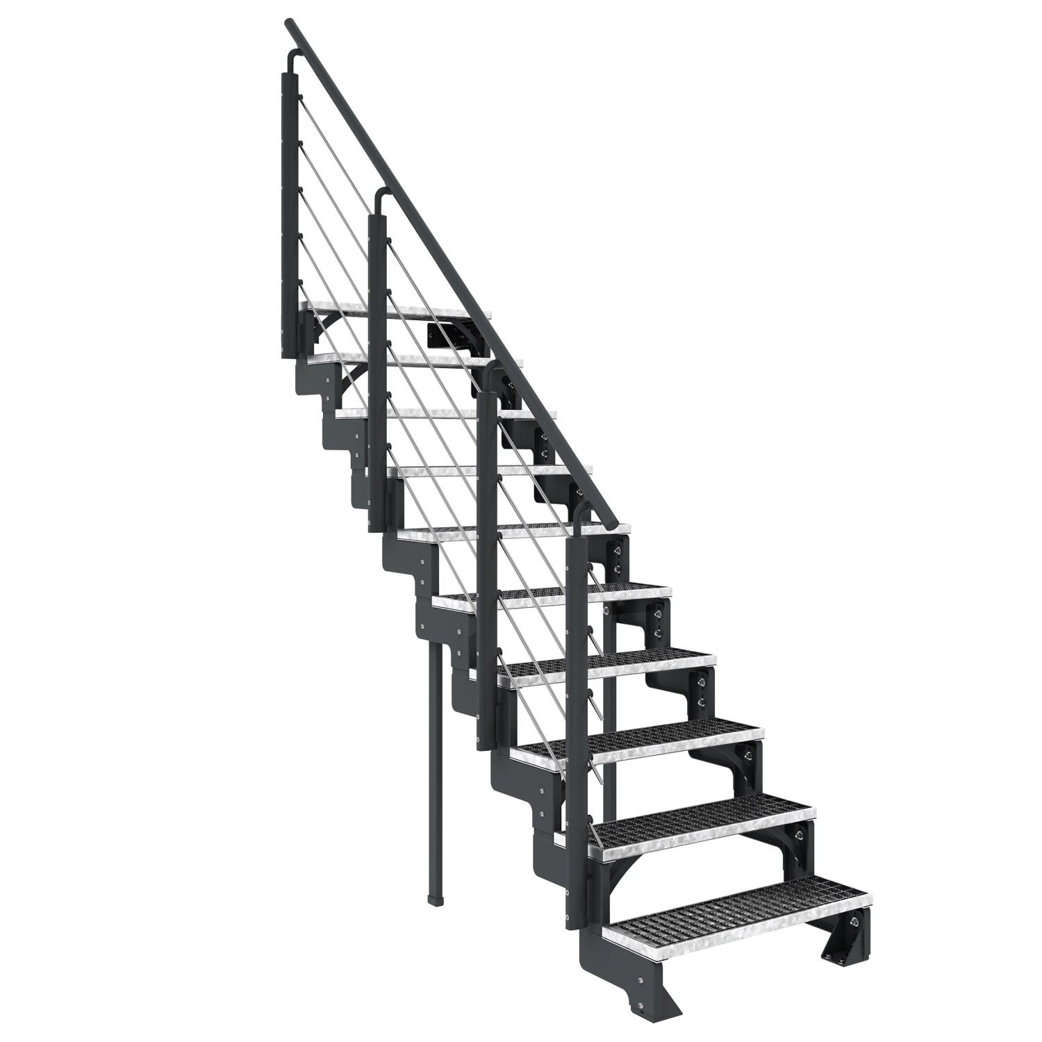 Dolle Außentreppe Gardentop Anthrazit 10 Gitterroststufe 80 cm inkl. Geländ günstig online kaufen