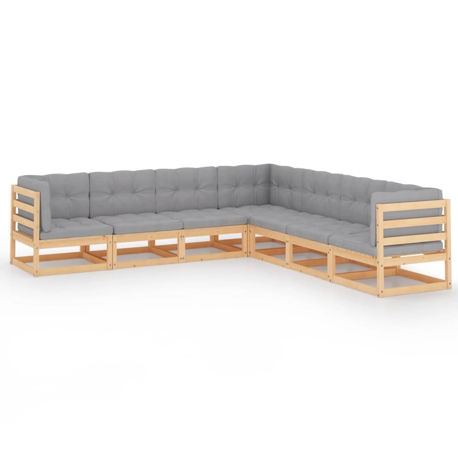 7-tlg. Garten-lounge-set Mit Kissen Kiefer Massivholz günstig online kaufen