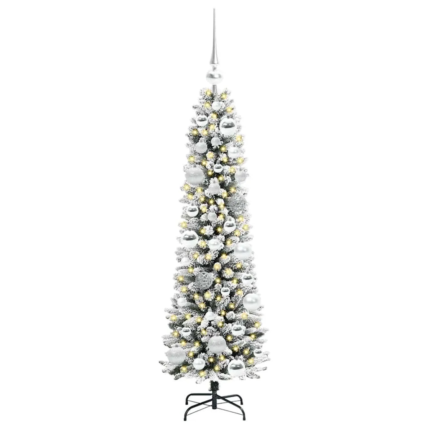 vidaXL Künstlicher Weihnachtsbaum mit 150 LEDs Grün und Weiß 120 cm 3396086