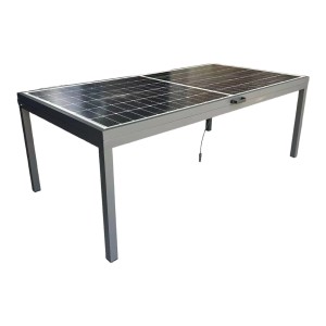 Jet-Line Solartisch mit 450W Modul, verstellbar, 218x110x78,5 cm. Gartentisch mit Solarpanel.