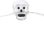 LED-Lichterkette mit Totenkopf-Motiven, warmweißes Licht für Halloween.