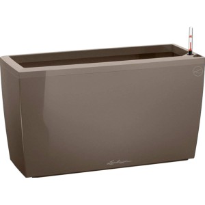 Hochglanz Lechuza Pflanzkübel Cararo Premium, 75 cm, taupe, mit Bewässerungssystem und Rollen.