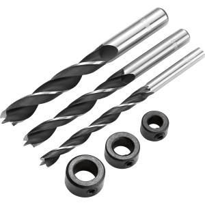 LUX Dübelbohrer-Satz Classic, 6-teilig mit Tiefenstellringen für präzise Dübelverbindungen.