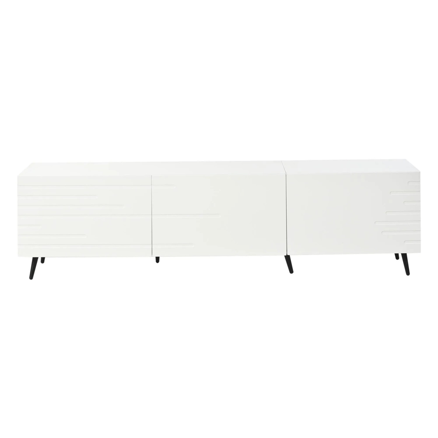 okwish TV Schrank Lowboard Klapptüren Stauraum MDF Druck Design 180x40x48cm Weiß