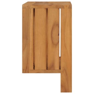 vidaXL Handtuchregal aus massivem Teakholz, natur geölt. Seitliche Ansicht des Bad-Wandregals mit Holzmaserung.