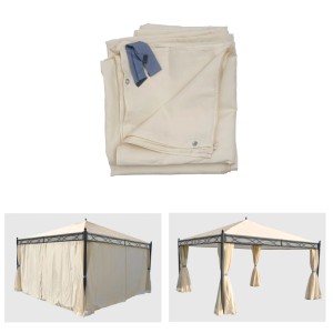 MCW Seitenwand 4er-Set für Pergola Calpe 4x4m, creme. Windschutz & wasserabweisend.