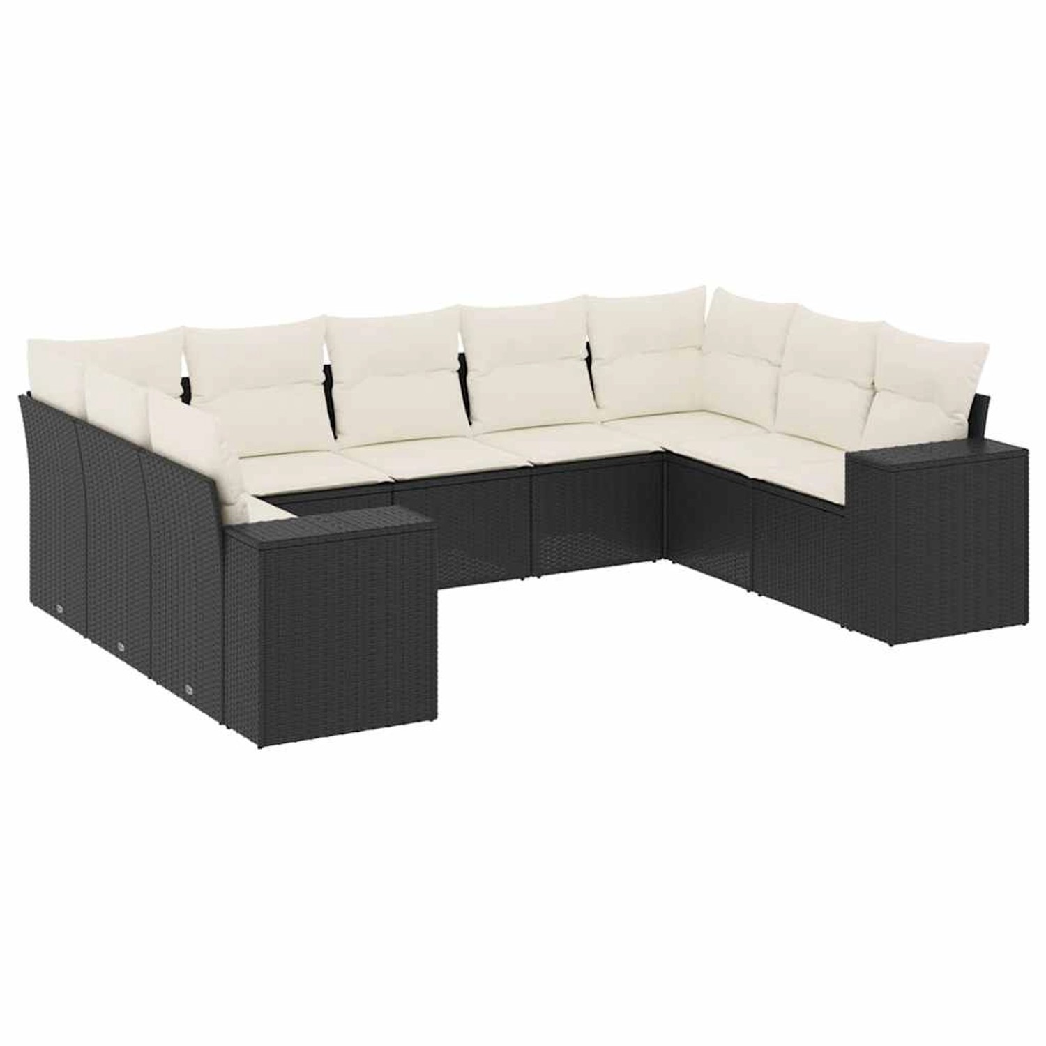 vidaXL 9-Tlg Garten-Sofagarnitur mit Kissen Schwarz Poly Rattan 3255333 günstig online kaufen