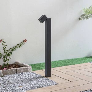 Moderne Lindby Außenleuchte Othil aus Aluminium, dunkelgrau, mit schwenkbarem Kopf für Garten und Terrasse.