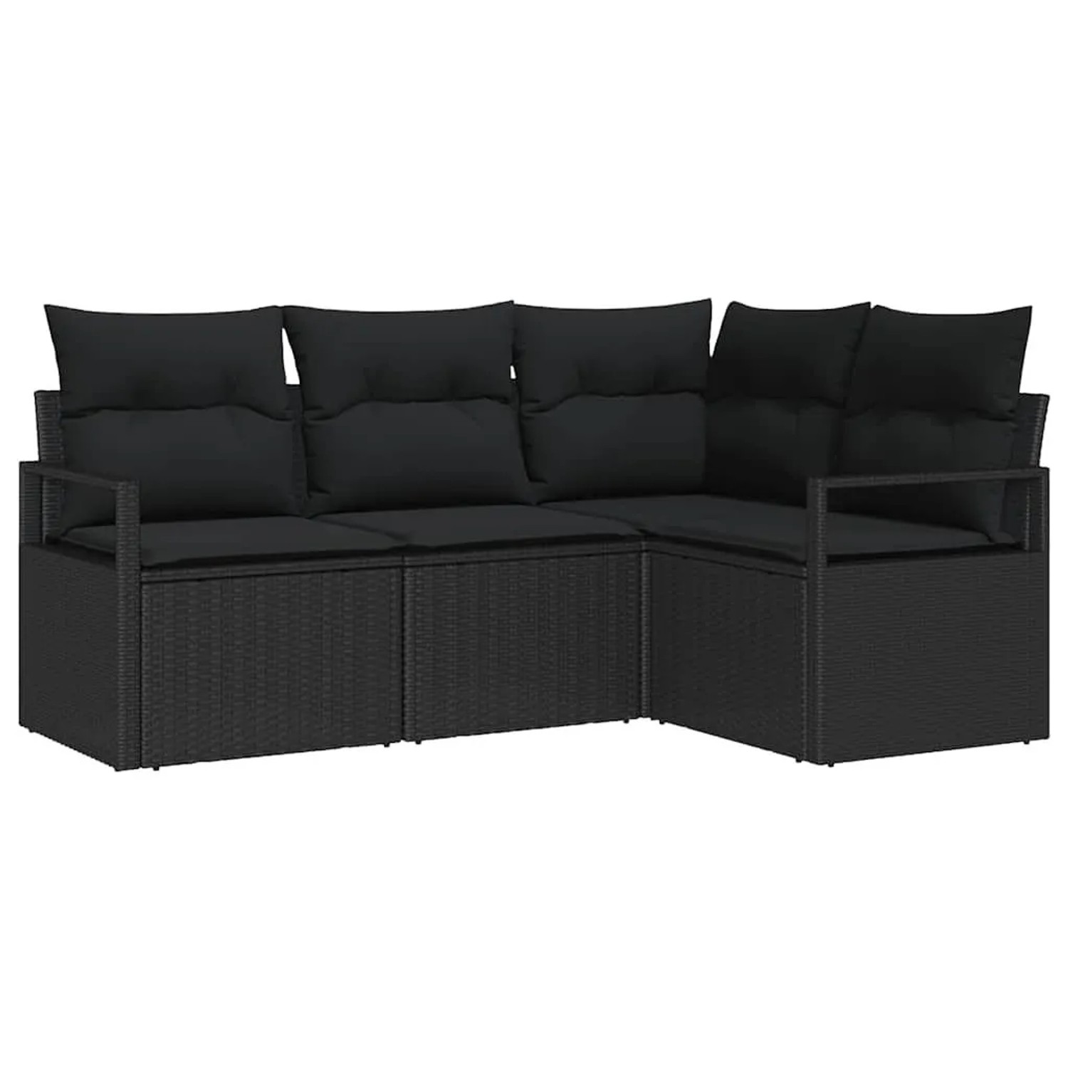 vidaXL Sofa Set mit Kissen mit Speicher 4 Stk Schwarz Poly-Rattan 3355032