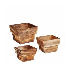 Relaxdays Blumentopf 3er Set Holz Natur Stapelbar 14 cm x 19 cm x 19 cm 680 g