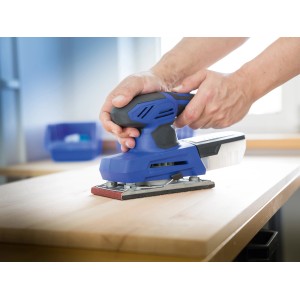 Schwingschleifer mit Schleifpapier K40 zum Holz schleifen. Zubehör für Schleifmaschinen.